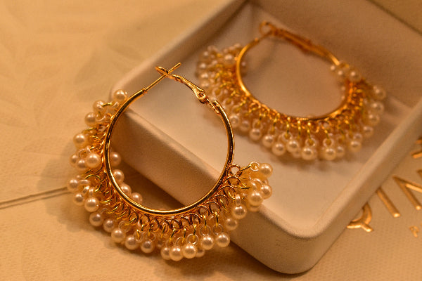 Gorgeous Unique Design Gold Plated Pearl Earrings For Girls/women