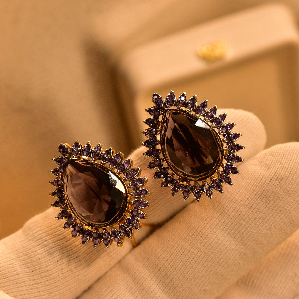 Charming Unique Design Gold Plated Real Stones Earrings For Girls/women