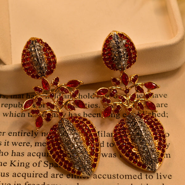 Dazzling Unique Design Gold Plated Real Stones Earrings For Girls/women