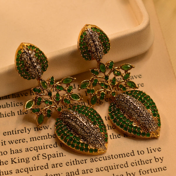 Dazzling Unique Design Gold Plated Real Stones Earrings For Girls/women