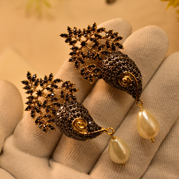 Beautiful Unique Design Gold Plated Real Stones Earrings For Girls/women