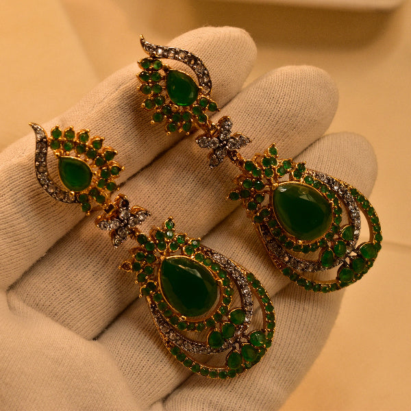 Glamorous Unique Design Gold Plated Real Stones Earrings For Girls/women