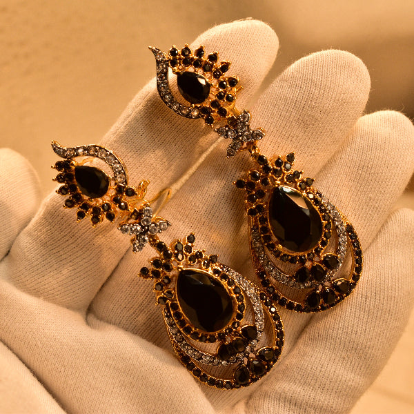 Glamorous Unique Design Gold Plated Real Stones Earrings For Girls/women