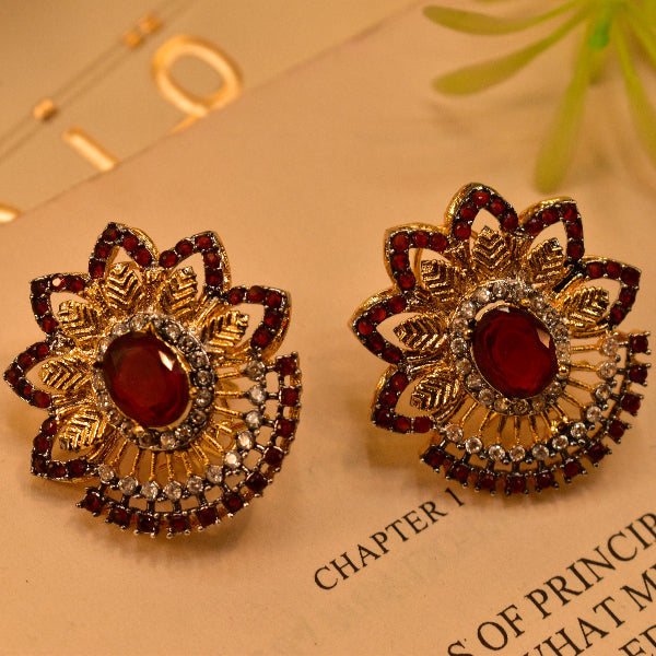 Elegant Unique Design Gold Plated Crystal Stones Earrings For Girls/women
