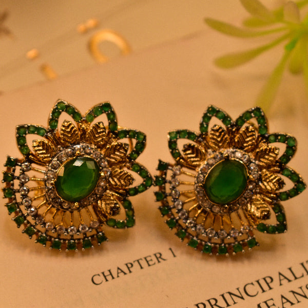 Elegant Unique Design Gold Plated Crystal Stones Earrings For Girls/women