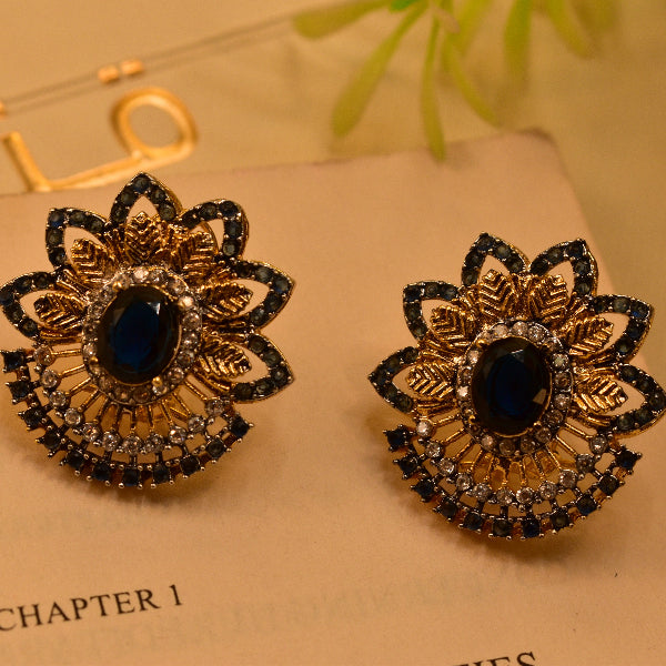 Elegant Unique Design Gold Plated Crystal Stones Earrings For Girls/women