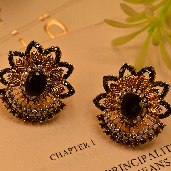 Elegant Unique Design Gold Plated Crystal Stones Earrings For Girls/women