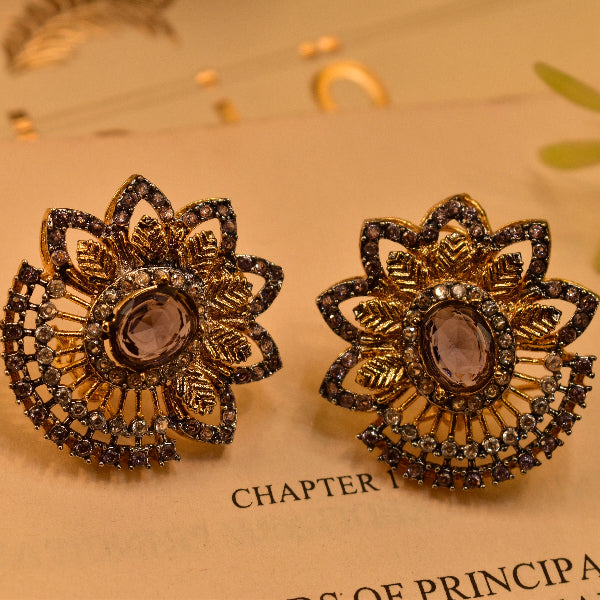 Elegant Unique Design Gold Plated Crystal Stones Earrings For Girls/women