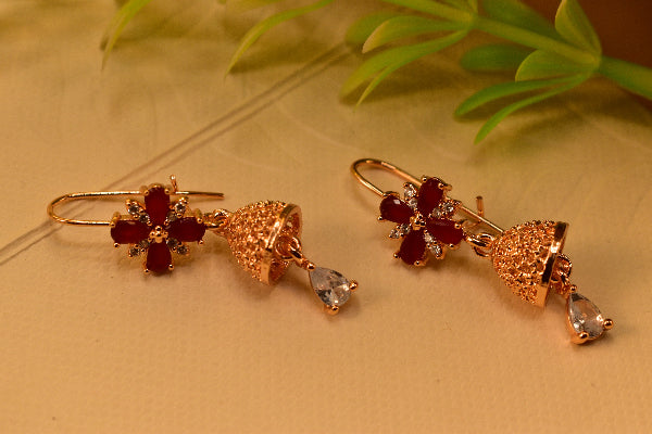 Beautiful Unique Design Gold Plated Crystal Stones Earrings For Girls/women