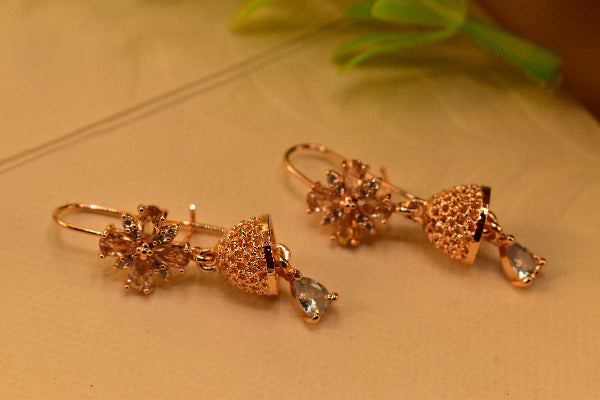 Beautiful Unique Design Gold Plated Crystal Stones Earrings For Girls/women