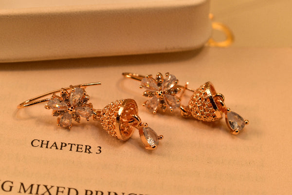 Beautiful Unique Design Gold Plated Crystal Stones Earrings For Girls/women