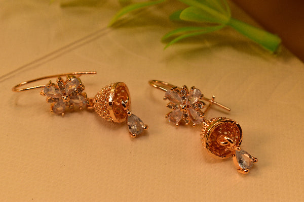 Beautiful Unique Design Gold Plated Crystal Stones Earrings For Girls/women