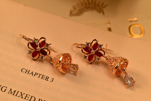 Glamorous Unique Design Gold Plated Crystal Stones Earrings For Girls/women
