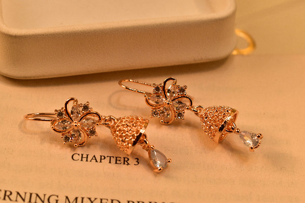 Glamorous Unique Design Gold Plated Crystal Stones Earrings For Girls/women