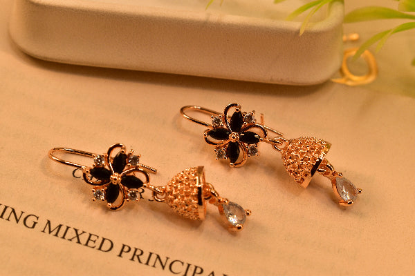 Glamorous Unique Design Gold Plated Crystal Stones Earrings For Girls/women