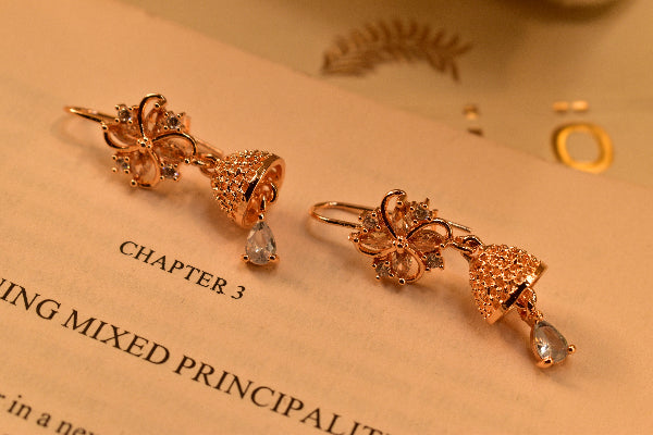 Glamorous Unique Design Gold Plated Crystal Stones Earrings For Girls/women