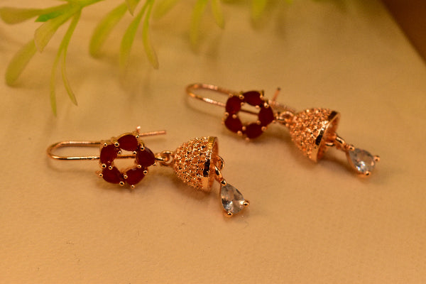 Stylish Unique Design Gold Plated Crystal Stones Earrings For Girls/women