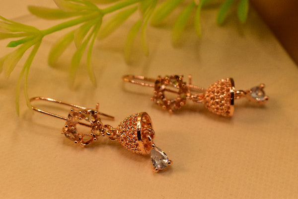 Stylish Unique Design Gold Plated Crystal Stones Earrings For Girls/women
