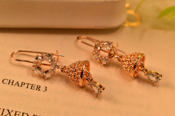 Stylish Unique Design Gold Plated Crystal Stones Earrings For Girls/women