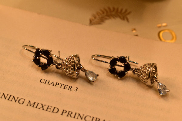 Elegant Unique Design Silver Plated Crystal Stones Earrings For Girls/women