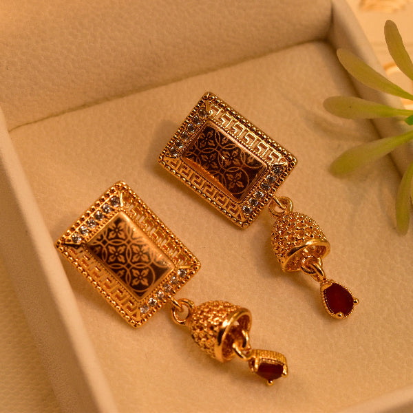 Luminous Unique Design Gold Plated Crystal Stones Earrings For Girls/women