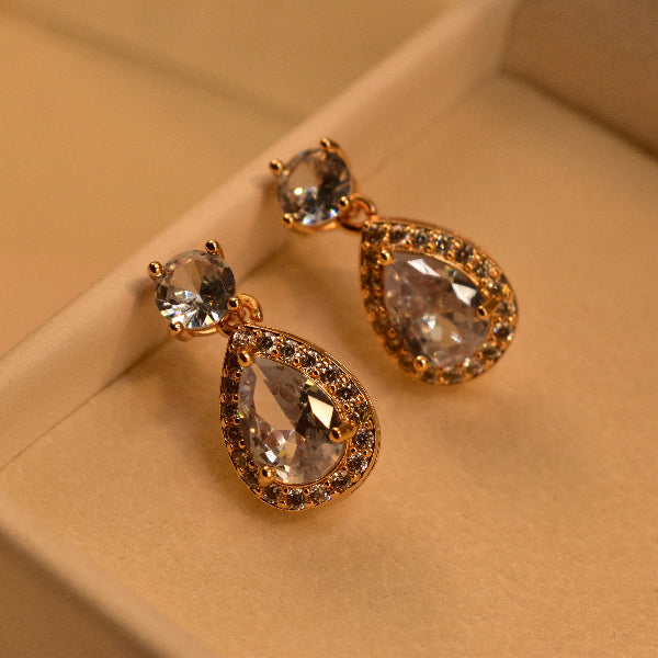 Dazzling Unique Design Gold Plated Real Stones Earrings For Girls/women