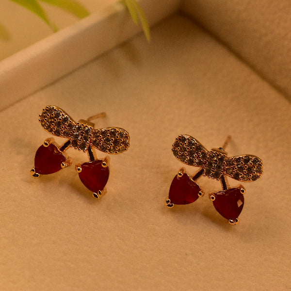 Glamorous Unique Design Gold Plated Real Stones Earrings For Girls/women