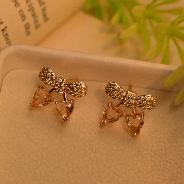 Glamorous Unique Design Gold Plated Real Stones Earrings For Girls/women