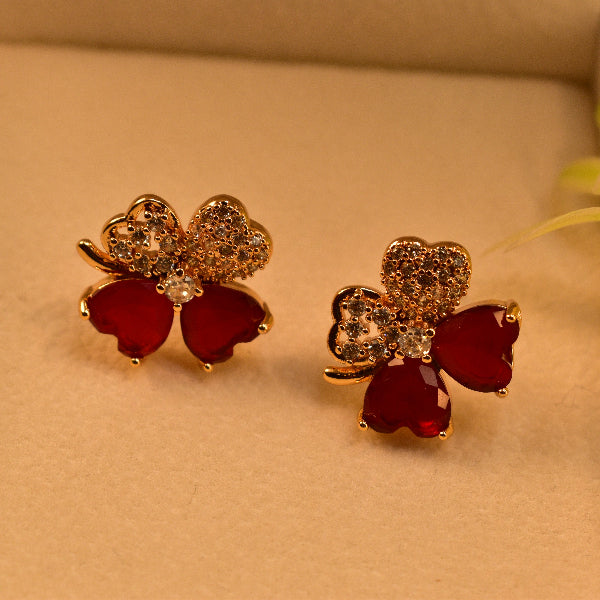 Elegant Unique Design Gold Plated Real Stones Earrings For Girls/women