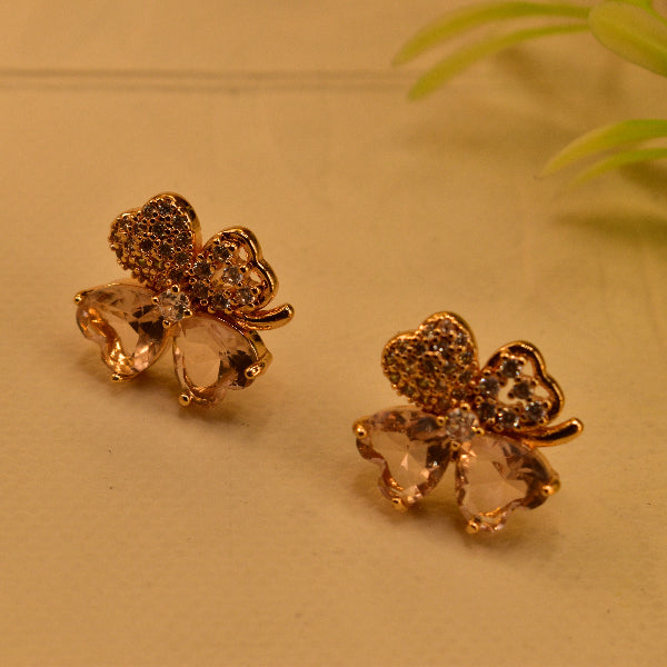 Elegant Unique Design Gold Plated Real Stones Earrings For Girls/women