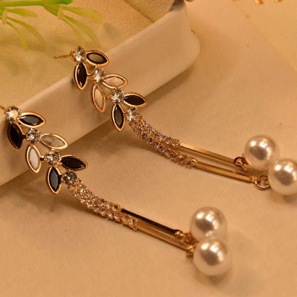 Sparkling Unique Design Gold Plated Real Stones Earrings For Girls/women