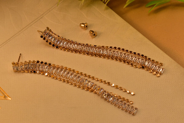 Charming Unique Design Gold Plated Real Stones Earrings For Girls/women