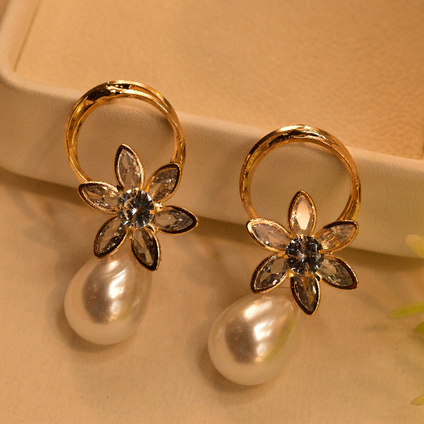 Beautiful Unique Design Gold Plated Real Stones Earrings For Girls/women