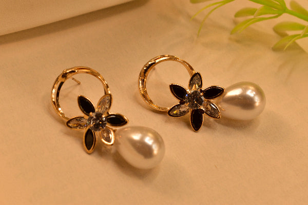Beautiful Unique Design Gold Plated Real Stones Earrings For Girls/women