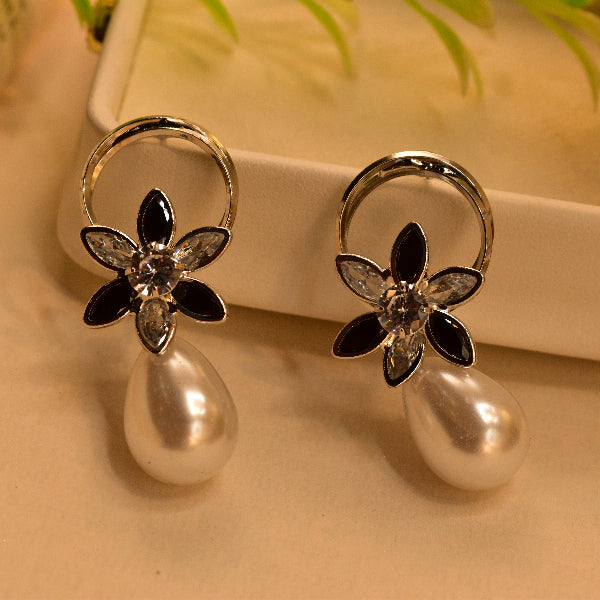 Stylish Unique Design Silver Plated Real Stones Earrings For Girls/women