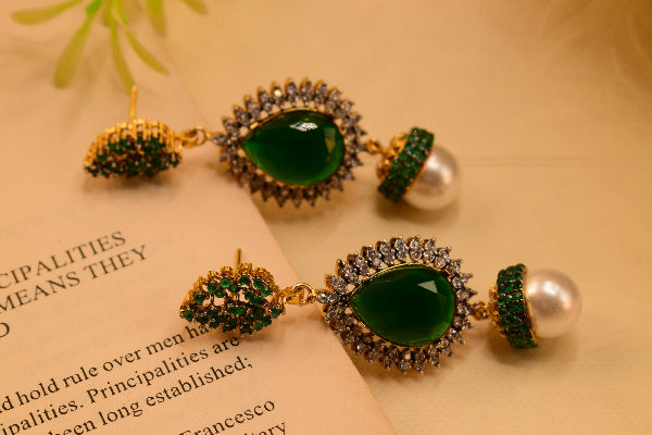 Beautiful Unique Design Gold Plated Crystal Stones Earrings For Girls/women