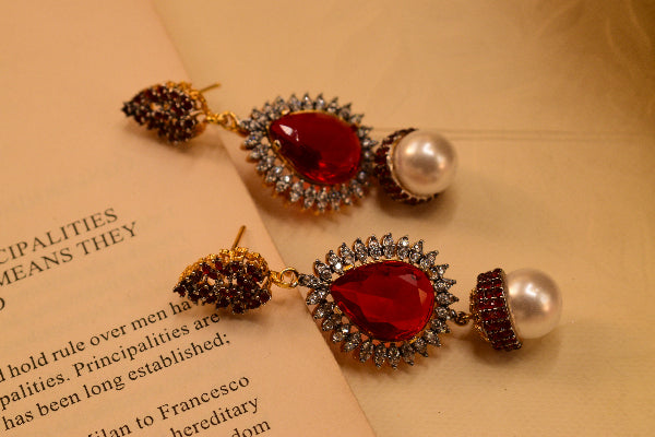 Beautiful Unique Design Gold Plated Crystal Stones Earrings For Girls/women
