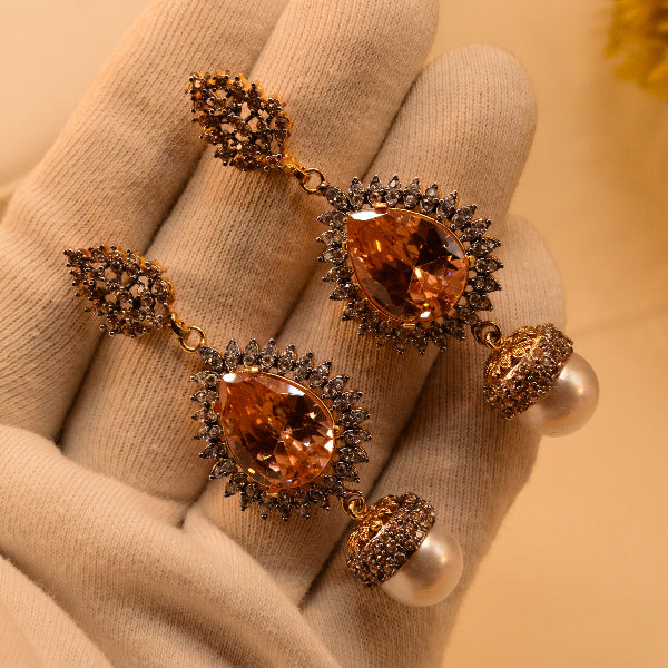 Beautiful Unique Design Gold Plated Crystal Stones Earrings For Girls/women