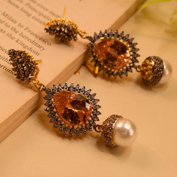 Beautiful Unique Design Gold Plated Crystal Stones Earrings For Girls/women