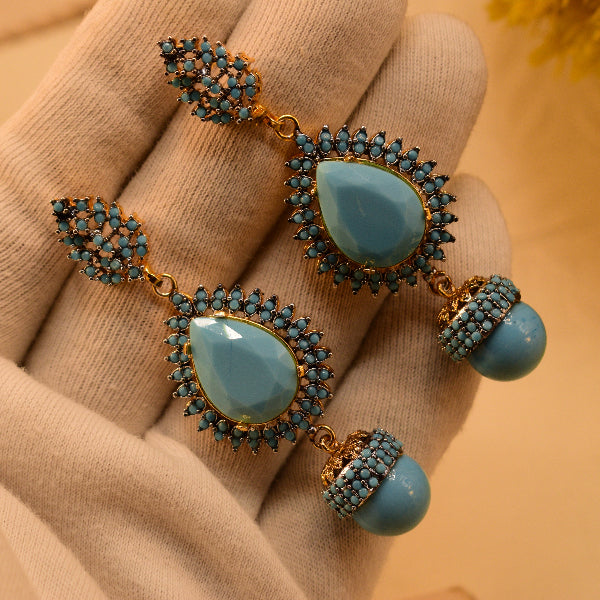 Beautiful Unique Design Gold Plated Crystal Stones Earrings For Girls/women