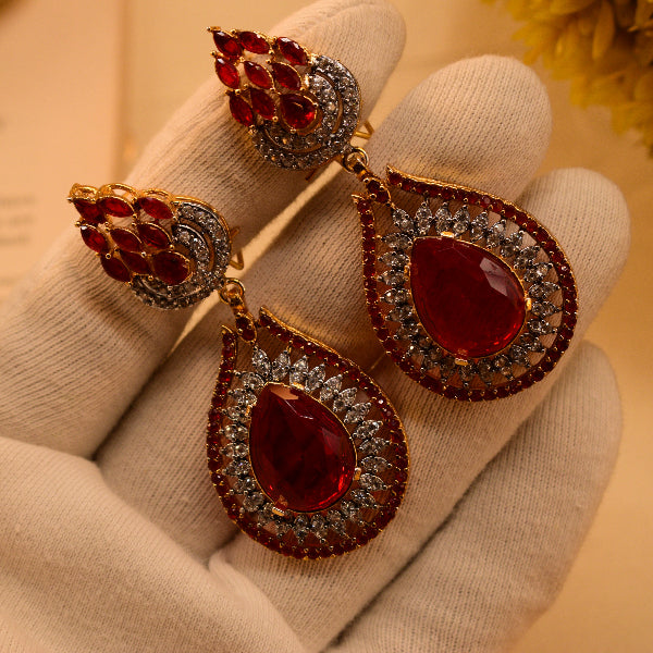 Glamorous Unique Design Gold Plated Crystal Stones Earrings For Girls/women