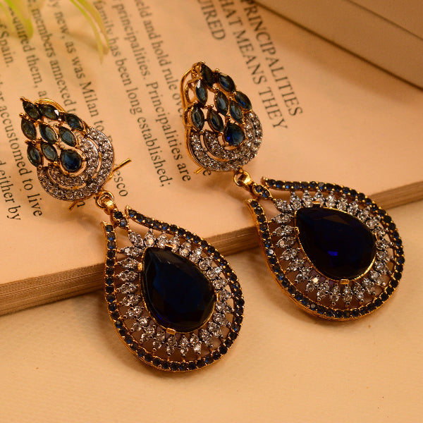 Glamorous Unique Design Gold Plated Crystal Stones Earrings For Girls/women