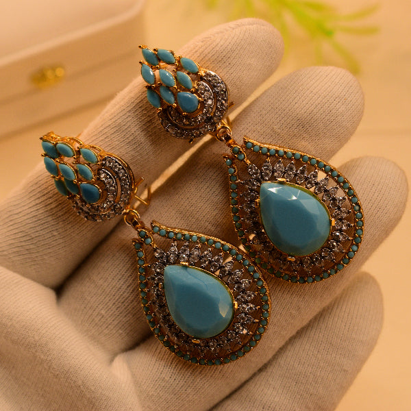 Glamorous Unique Design Gold Plated Crystal Stones Earrings For Girls/women