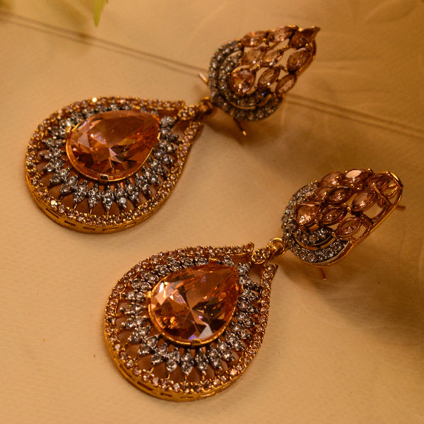 Glamorous Unique Design Gold Plated Crystal Stones Earrings For Girls/women