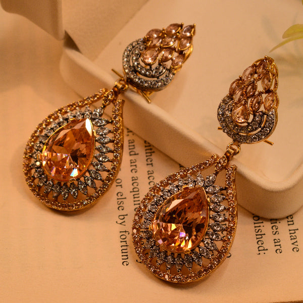 Glamorous Unique Design Gold Plated Crystal Stones Earrings For Girls/women
