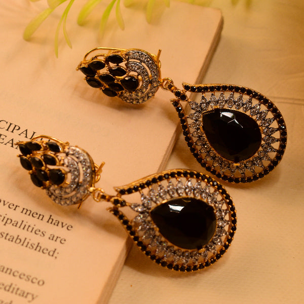 Glamorous Unique Design Gold Plated Crystal Stones Earrings For Girls/women