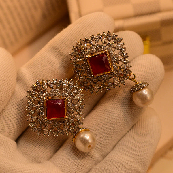 Stylish Unique Design Gold Plated Crystal Stones Earrings For Girls/women