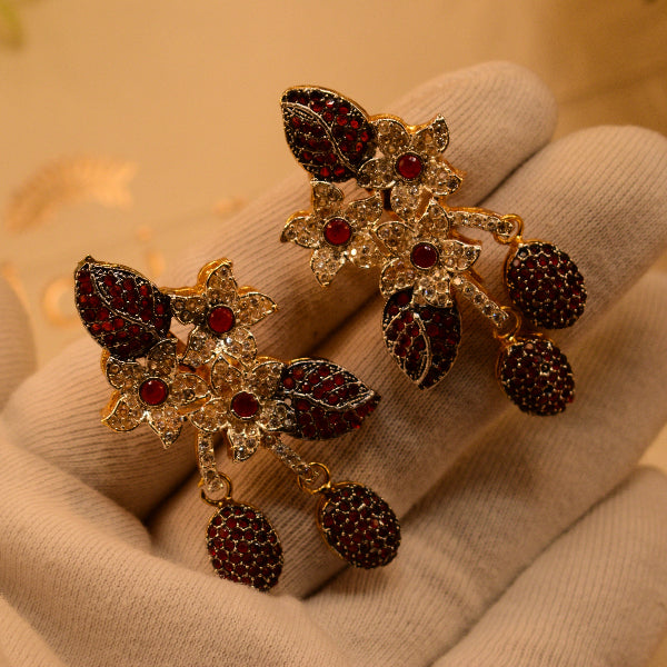 Elegant Unique Design Gold Plated Crystal Stones Earrings For Girls/women