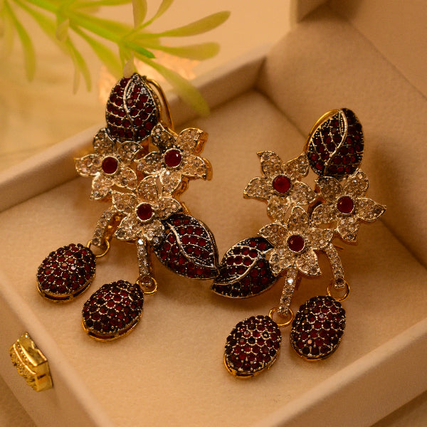 Elegant Unique Design Gold Plated Crystal Stones Earrings For Girls/women
