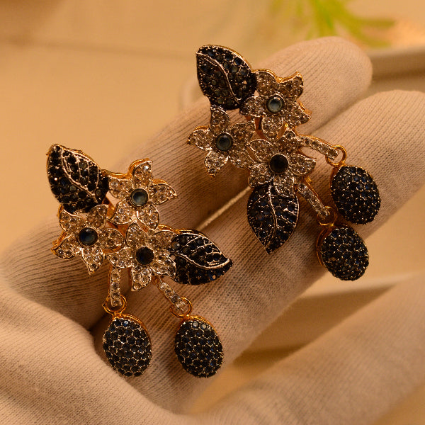 Elegant Unique Design Gold Plated Crystal Stones Earrings For Girls/women